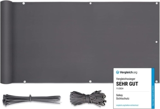 Sekey Balkon Sichtschutz Balkonabdeckung Balkonverkleidung blickdichte Wind- und UV-Schutz, 100% Privatsphäre, mit Ösen, Nylon Kabelbinder und Kordel, Anthrazit 0. 75×4m