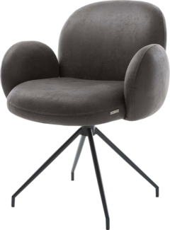 Drehstuhl Nube-Flex mit Armlehnen Mikrofaser Anthrazit Vintage Kreuzgestell konisch Schwarz 180° drehbar Taschenfederkern