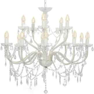 vidaXL Kronleuchter 2-lagig Weiß 15×E14-Glühbirnen 281612