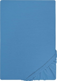 Biberna Jersey-Spannbetttuch, 100 % Baumwolle, Azurblau, 1x 90x190 cm - 100x200 cm