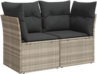 Gartensofa mit Kissen 2-Sitzer Hellgrau Poly Rattan 366176