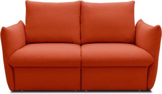 DOMO Collection Cloud Box, 2 Sitzer mit Schlaffunktion und Boxspringfederung, Sofa mit Bettauszug, Schlafsofa, 180 x 97 x 100 cm, Boxspringsofa in orange