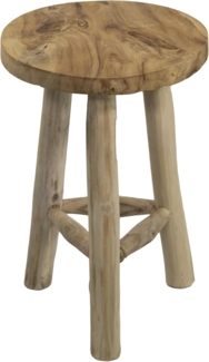 mgc24 Teakholz-Hocker - Stabiler 3-Bein Blumenständer aus Massivholz, handgefertigt aus Echtholz, vielseitig & pflegeleicht, vormontiert - Perfekt für Wohnzimmer, Garten, Deko - 45x28,5 cm