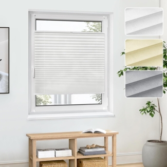 jalousiescout Plissee Pure Plissee, Basic, Polyester-Stoff, 60 x 110 cm, weiß, ohne Bohren, verspannt, halbtransparent, Polyester