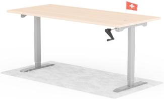 manuell höhenverstellbarer Schreibtisch EASY 180 x 80 cm - Gestell Grau, Platte Eiche