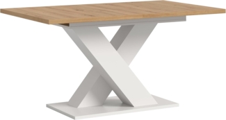 Ausziehbarer Esstisch (B/H/T): 150-190x76x80 in Artisan Nachbildung und weiß Nachbildung mit X-Fußgestell