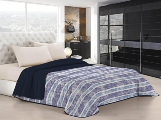 Fantasy Doubleface Sommersteppdecke, 220x270 cm, Jeans stripes, Microfiber, Kelin Doppel