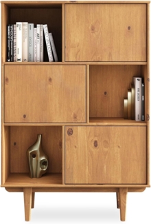 IDIMEX Highboard SIMONA, Wohnzimmerschrank offene Fächer & 3 Türen Massivholz eiche farben