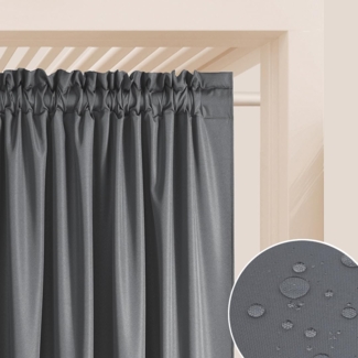 ROOM99 Outdoorvorhäng mit Kräuselband Garden Line 155x200 cm Breite x Höhe Outdoor Vorhang wetterfest Wasserdicht Sichtschutz Sonnenschutz Gardinen Garten Winddicht Dunkelgrau, 1 Stück
