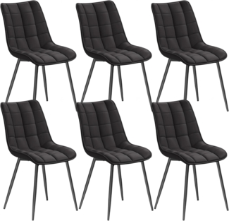 WOLTU 6 x Esszimmerstühle 6er Set Esszimmerstuhl Küchenstuhl Polsterstuhl Design Stuhl mit Rückenlehne, mit Sitzfläche aus Kunstleder, Gestell aus Metall, Anthrazit, BH207an-6