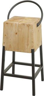 Barhocker HWC-L76, Barstuhl Tresenhocker, Industrial Metall Massiv-Holz MVG-zertifiziert, natur