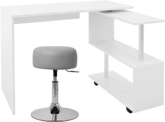 Schreibtisch mit Sitzhocker 150 x 88 x 75 cm Weiß aus MDF ML-Design