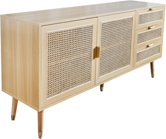 riess-ambiente Sideboard VIENNA 154cm natur (Einzelartikel, 1 St), Wohnzimmer · Wiener Geflecht · 3 Schubladen · Kommode · Retro