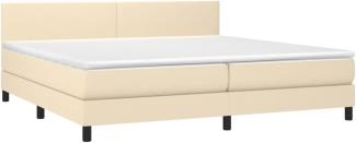 Boxspringbett mit Matratze & LED Stoff Creme 200 x 200 cm, Härtegrad: H2 [3133026]