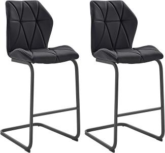 byLIVING Barhocker 2er Set Imke / Kunstleder in schwarz / Gestell Metall in schwarz pulverbeschichtet / Barstuhl / Tresenhocker / bis 110 kg / B 45, H 109, T 51 cm