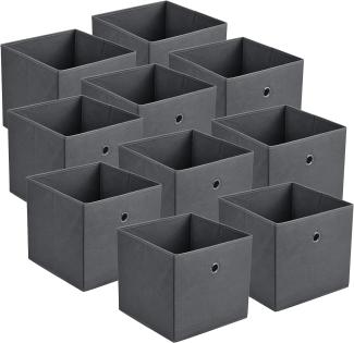 Faltbox 10er-Set 30 x 30 x 28 cm Vliesstoff Dunkelgrau en. casa