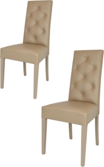Tommychairs - 2er Set Moderne Stühle CHANTAL für Küche und Esszimmer, robuste Struktur aus lackiertem Buchenholz Farbe Cappuccino, gepolstert und mit Kunstleder Farbe Cappuccino bezogen