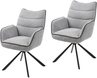 2x Esszimmer Drehstuhl Abel grau Set 180° Küche Polsterstuhl Stuhl Sessel