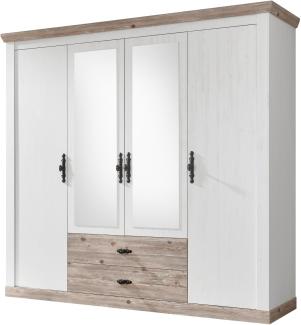 'Rovola' Kleiderschrank in Pinie weiß, Landhaus, 217 x 201 cm