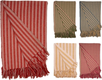 Decke Überwurf Streifen Design 100% Baumwolle 130x180 cm Skandinavisch Rosa/Beige