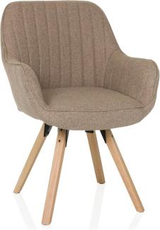 hjh LIVING Esszimmerstuhl Polsterstuhl SCANDI SOFT Stoff mit Armlehnen, Stuhl im Scandi-Look, Sitz drehbar, bequem gepolstert, Holzfußkreuz