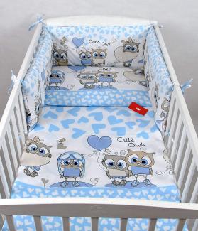 BABYLUX Kinderbettwäsche 90x120 cm 2 Tlg. Bettwäsche Bettset Babybettwäsche (102. Eule Blau)