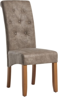 riess-ambiente Esszimmerstuhl CASA taupe/natur · Massivholzstuhl mit Zierknöpfen und Microfaserbezug (Einzelartikel, 1 St), Pinienholzbeine · ohne Armlehnen · Chesterfield-Steppung · Polsterung