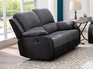 Vente-unique - Relaxsofa 2-Sitzer - Microfaser & Kunstleder - Grau & Schwarz - BRODY