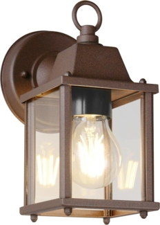 Landhausstil Außenwandleuchte MIRANDE, Wandlaterne Rostbraun, Höhe 22cm