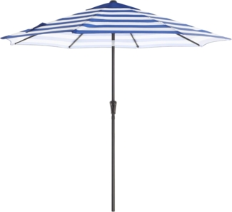 SONGMICS Sonnenschirm, Ø 265 cm, Sonnenschutz, 8 Schirmrippen, UV-Schutz bis UPF 50+, knickbar, mit Kurbel, ohne Ständer, Outdoor, Garten, Balkon, Terrasse, blau-weiß gestreift GPU009Q01