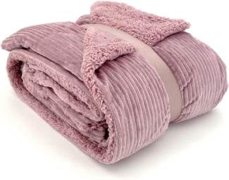 Wohndecke Flauschige Cord Kuscheldecke Sherpa Fell Sofadecke, heimtexland, 150x200 I extra dick I warm I kuschelig weich I fusselfrei