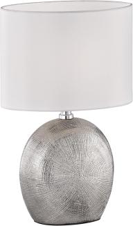 Tischleuchte, Keramik, Textil, Silber, H 37 cm, LEGEND
