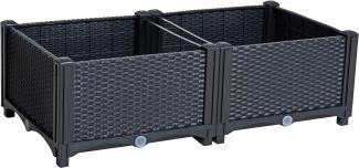 Blumenbeet Hochbeet Gemüsebeet 80x40x26 cm Pflanzbeet Polyrattan Schwarz