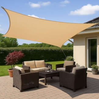 Sonnensegel 5 x 5 m beige Sonnenschutz Windschutz Sonnendach Schattenspender