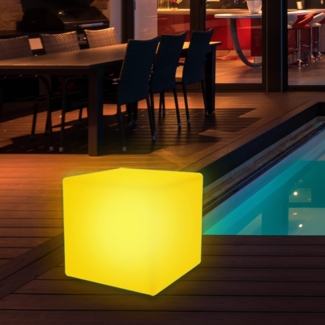 wuuhoo® LED Solarlampe Kubi mit 16 Farben 20-50cm, wetterfester und dimmbarer LED Würfel mit Fernbedienung, Solar Würfellampe für Drinnen und Draußen, Gartenlampe, Gartenbeleuchtung 50 cm