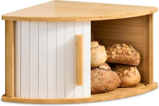Praknu Brotkasten HAUPT Eckbrotkasten, Bambus, Holz, (Einzelartikel, 1-tlg, Nein), FSC®-zertifiziert, platzsparendes Eckformat, Schiebetür beidseitig