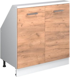 Küchenschrank für Dachschrägen R-Line Goldkraft Eiche 80 cm mit 2 Türen Vicco