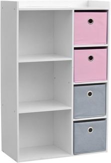 Judy Wild Kinder Holzregal 62 x 29,5 x H96 cm Kinderregal mit 4 Boxen Rose-Pink 400117