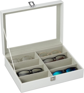 relaxdays Aufbewahrungsbox Brillenbox für 8 Brillen, Weiß