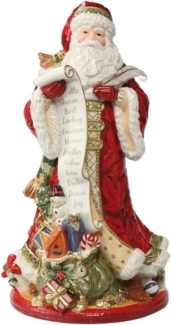 Goebel Figur Santa mit Schriftrolle, Rot, Fitz & Floyd, Weihnachten, Steingut, Bunt, 51001351