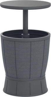 Outsunny Gartentisch mit 41 L Stauraum, höhenverstellbarer Tischplatte (rund Kühlbox, 1-St, 3-in-1 Beistelltisch), Cool Bar, 45 x 43 cm, Kunststoff, für Outdoor, Garten, Grau