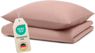 Blumtal Premium Extra Weiche Sommer Bettwäsche 155x220 cm & Kissenbezug 40x70 cm - Bettbezüge aus feinem Mikrofaser, Bettbezug Set, 2teilig - Rose