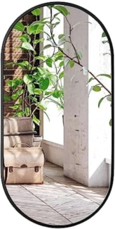 Home Collective Wandspiegel Ovaler Spiegel mit Aluminiumrahmen, 4mm Wasserdicht (ideal für Badezimmer, Flur und Wohnzimmer Spiegel langlebiges und hochwertiges Material), 100x50 cm in schwarz, industrieller Loft-Stil, vielseitiges Design