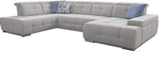 Cavadore Wohnlandschaft Mistrel mit Bettfunktion / Schlafsofa mit leichter Fleckentfernung dank Soft Clean / Geeignet für Haushalte mit Kindern, Haustieren /343 x 77 x 228 / weiß