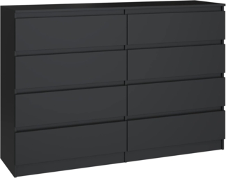 CDF Kommode Malwa M8 140| Farbe: Schwarz | Schrank für Dokumente, Kleinigkeiten | Ideal für Wohnzimmer, Schlafzimmer, Kinderzimmer, Jugendzimmer und Büro | 8 geräumige Schubladen