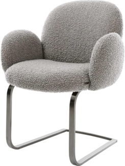 Freischwinger Nube-Flex mit Armlehnen Bouclé Silbergrau Freischwinger flach Graphit Taschenfederkern