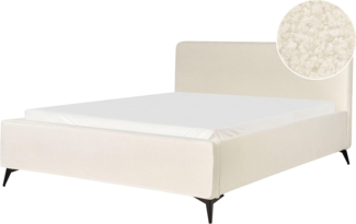 Bett mit Lattenrost VALOGNES 180 x 200 cm Bouclé Creme