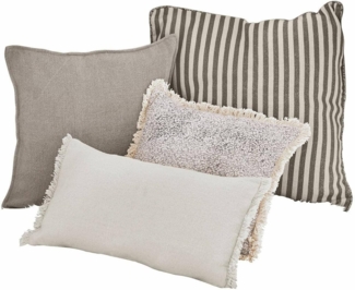 Mirabeau Dekokissen Kissen 4er Set Valenciennes grau/weiß