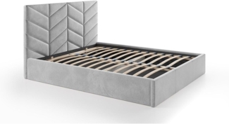 Vente-unique - Bettkasten 200 x 200 cm - Strukturstoff - Grau - JUSTANI