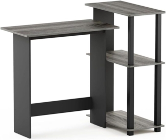 Furinno Abbott Schreibtisch mit 3 Ablageebenen, Holz, Französische Eiche Grau/Schwarz, 59.9 x 96.9 x 84.9 cm